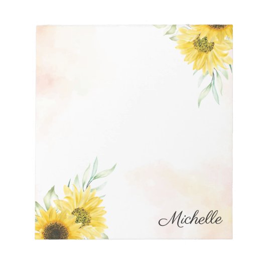 Bloc-note Aquarelle de tournesol jaune personnalisée (Devant)