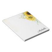 Bloc-note Aquarelle de tournesol jaune personnalisée (Incliné)
