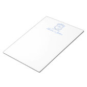 Bloc-note Aquarelle Designer Blue Monogram Crest Mariage (Incliné)