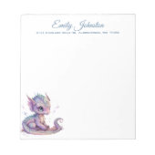 Bloc-note Aquarelle Dragon Bébé Papeterie personnalisée (Devant)