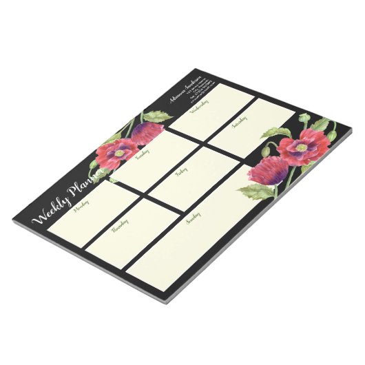 Bloc-note Aquarelle du planificateur hebdomadaire Rouge Papi (Incliné)