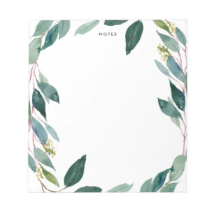 Bloc-note Aquarelle Eucalyptus Wreath personnalisée
