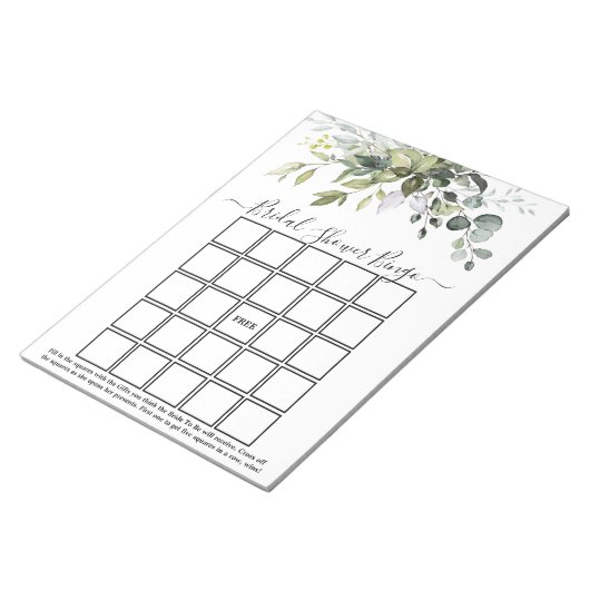 Bloc-note Aquarelle Fête des mariées de verdure Bingo (Incliné)