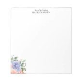 Bloc-note Aquarelle Fleur Hydrangea Bleu Rose (Devant)