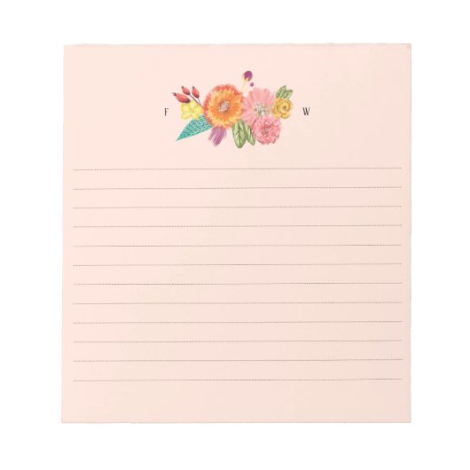 Bloc-note Aquarelle fleur sauvage Bouquet floral Initiales (Devant)