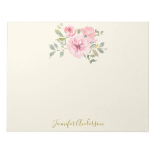 Bloc-note Aquarelle Fleur Sauvage Luxuriante Floral Rose Ten