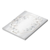 Bloc-note Aquarelle Fleurs blanches Cadre doré Argent Turquo (Tourné)