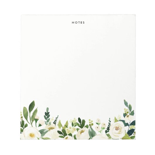 Bloc-note Aquarelle Fleurs de printemps blanches personnalis (Devant)
