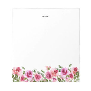 Bloc-note Aquarelle Fleurs Roses roses chaudes Note personna