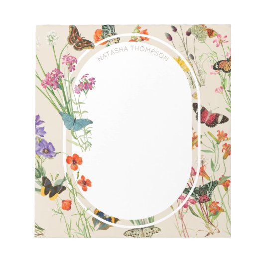 Bloc-note Aquarelle Fleurs sauvages & papillons Jardin Flora (Devant)