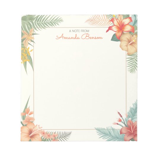 Bloc-note Aquarelle Fleurs tropicales & Nature Feuille (Devant)