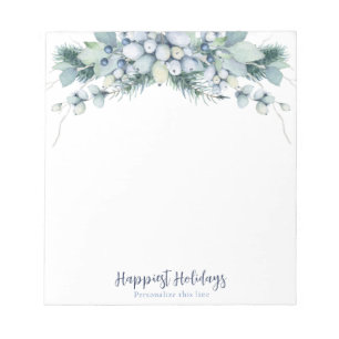 Bloc-note Aquarelle Floral Boho Hiver Personnalisé