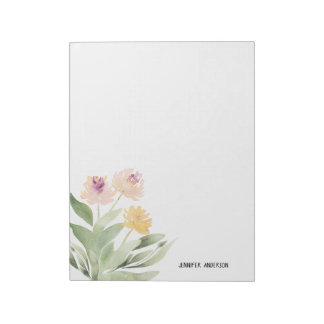 Bloc-note Aquarelle Floral Moderne de Printemps avec Feuilla