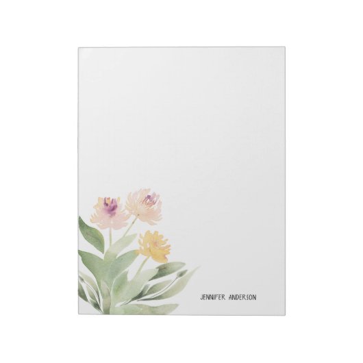 Bloc-note Aquarelle Floral Moderne de Printemps avec Feuilla (Tourné)