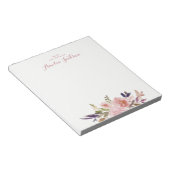 Bloc-note Aquarelle Floral Rose Papier à lettres personnalis (Incliné)