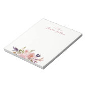 Bloc-note Aquarelle Floral Rose Papier à lettres personnalis (Tourné)