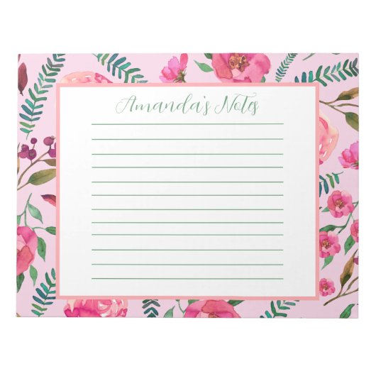 Bloc-note Aquarelle Florale (Devant)