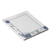 Bloc-note Aquarelle florale bleu marine avec nom (Incliné)