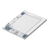 Bloc-note Aquarelle florale bleu marine avec nom (Tourné)