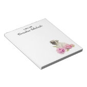 Bloc-note Aquarelle florale de chien carlin | Ajouter Votre  (Incliné)