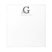 Bloc-note Aquarelle florale de fille Boho Chic violet Monogr (Devant)