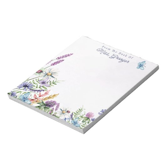 Bloc-note Aquarelle Florale du bureau de l'enseignant (Tourné)