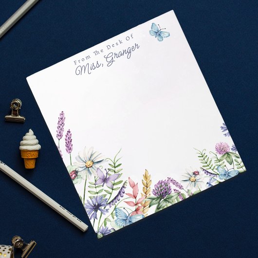 Bloc-note Aquarelle Florale du bureau de l'enseignant