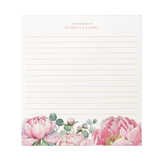 Bloc-note Aquarelle florale Eucalyptus Vert Personnalisé (Devant)