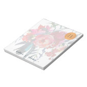 Bloc-note Aquarelle florale monogrammed cercle en cuivre cla (Tourné)