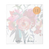 Bloc-note Aquarelle florale monogrammed cercle en cuivre cla (Devant)