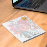 Bloc-note Aquarelle florale monogrammed cercle en cuivre cla<br><div class="desc">Personnel, école (enseignant / étudiant) ou affaires trendy hanche glamour bloc-notes avec un moderne transparent bohème peint à la main rouge, rose chaud et bleu marine roses et plumes bouquet avec look métallique orangé cercle en cuivre brûlé avec votre monogramme / nom initiales et votre texte. Personnalisez-le avec vos lettres...</div>