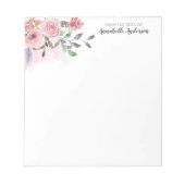 Bloc-note Aquarelle florale rose pastel moderne Script (Devant)