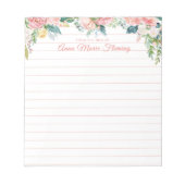 Bloc-note Aquarelle florale rose rose rose Script Lined (Devant)