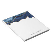 Bloc-note Aquarelle géode de marbre chic bleu marine or agat (Incliné)