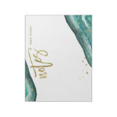 Bloc-note Aquarelle Géode Turquoise avec Typographie Or (Tourné)