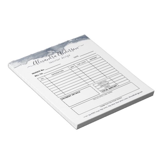 Bloc-note Aquarelle gris profond Facture de script minimale (Incliné)
