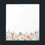 Bloc-note Aquarelle Jardin Rose Garland Personnalisé<br><div class="desc">Un bloc-notes élégant et fantaisiste avec une aquarelle composée de roses de jardin,  roses de chou,  fleurs blanches et feuillage. Ce sera un accent féminin parfait pour votre bureau. Personnalisez en ajoutant un nom ou une courte phrase.</div>