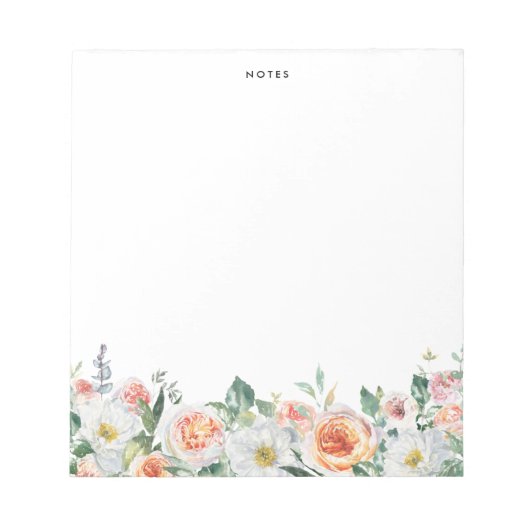 Bloc-note Aquarelle Jardin Rose Garland Personnalisé (Devant)