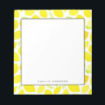 Bloc-note Aquarelle jaune Citron Motif personnalisé<br><div class="desc">Bloc-notes citron personnalisable. Il dispose d'un motif citron jaune vif. Personnalisez en ajoutant des noms et d'autres détails Ce bloc-notes citron motif est parfait comme un cadeau.</div>