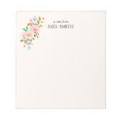 Bloc-note Aquarelle jaune clair Floral Note de l'enseignant (Devant)