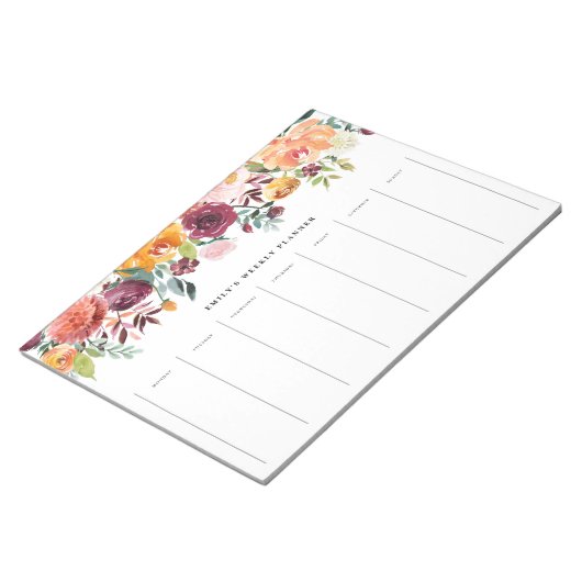 Bloc-note Aquarelle L'automne fleurit Garland Weekly Planner (Incliné)