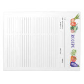 Bloc-note Aquarelle Légumes, Recettes culinaires (Devant)