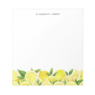 Bloc-note Aquarelle Lumineuse Citron Jaune Personnalisé