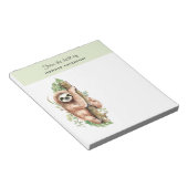 Bloc-note Aquarelle mignonne Sloth & Feuilles tropicaux (Incliné)