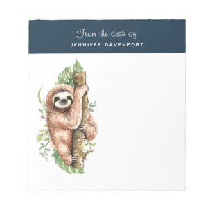 Bloc-note Aquarelle mignonne Sloth & Feuilles tropicaux