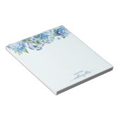 Bloc-note Aquarelle moderne Bleu Hydrangée Papillon (Incliné)