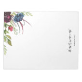 Bloc-note Aquarelle moderne Bourgogne Bleu Flore Vert (Devant)