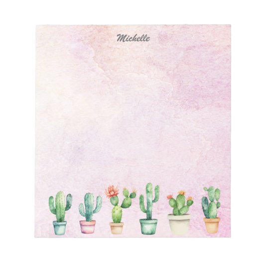 Bloc-note Aquarelle moderne Cactus Cactus Désert Succulent (Devant)