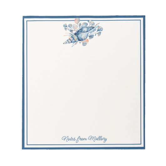 Bloc-note Aquarelle moderne Coquille maritime Nautique (Devant)