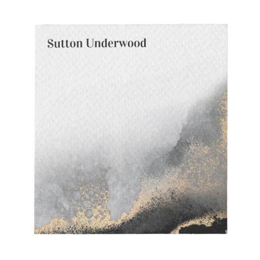 Bloc-note Aquarelle moderne noire et or (Devant)